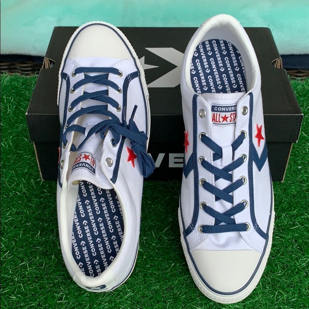CONVERSE STAR PLAYER OX WHITE/NAVY/GUM RED MEN’S - Picture 7 of 16